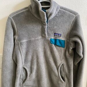 Patagonia Women's 1/4 Snap-T Re-Tool Fleece Pullover Sweater Medium Gray